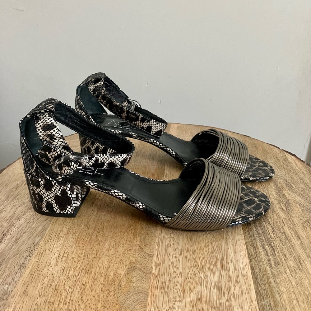 AGL Designer Attilio Giusti Leombruni Snakeskin Sandals Size 11.5(41.5) NEW